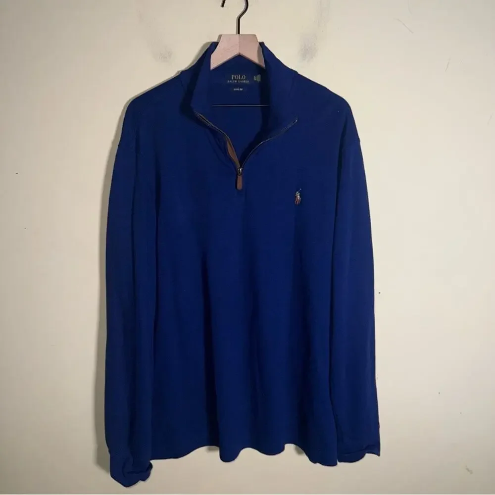 POLO RALPH LAUREN classic quiet luxury royal blue quarter zip XL